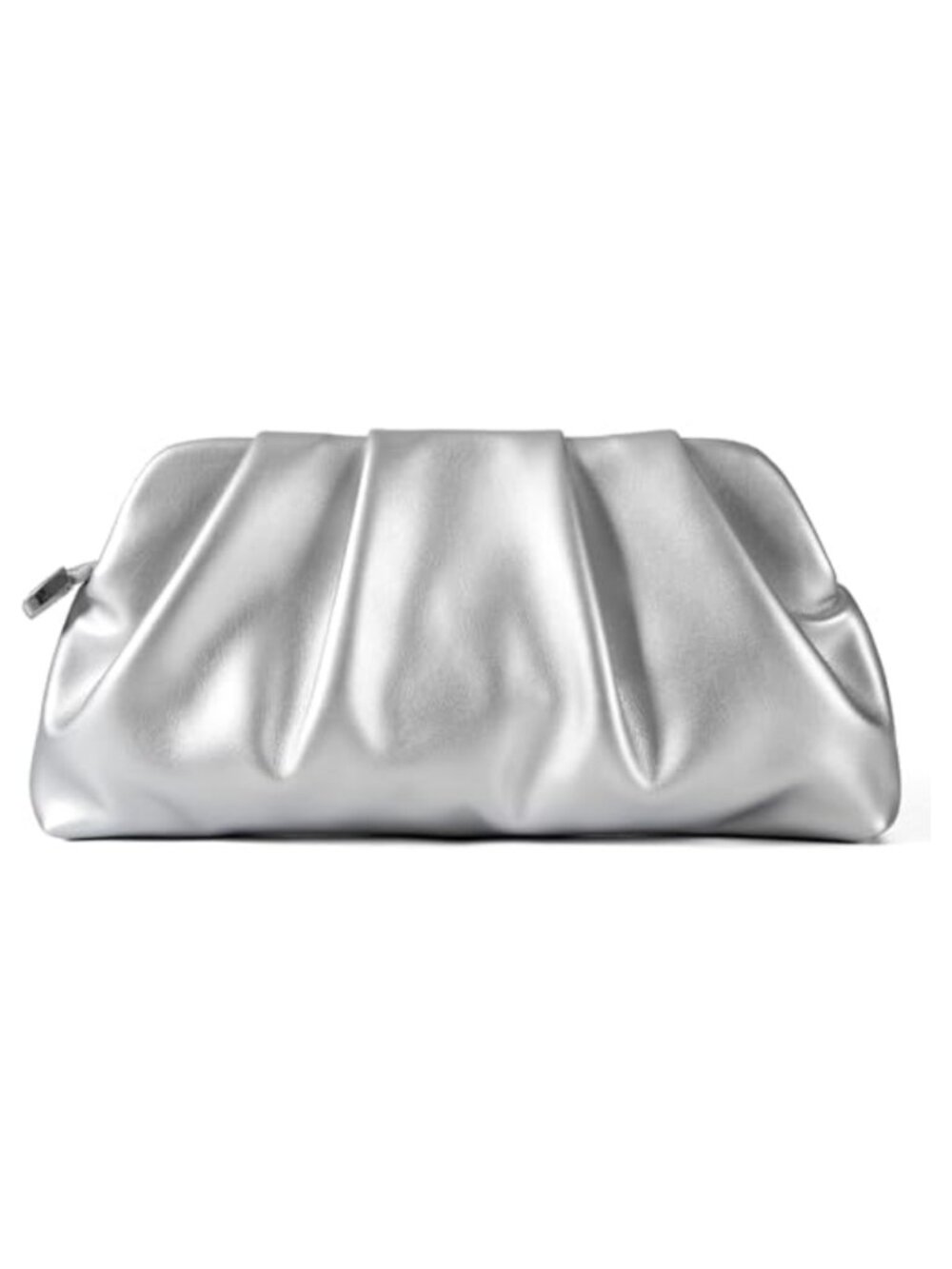 Ruched Clutch Evening Bag Detachable Metal Chain Crossbody Purse PU